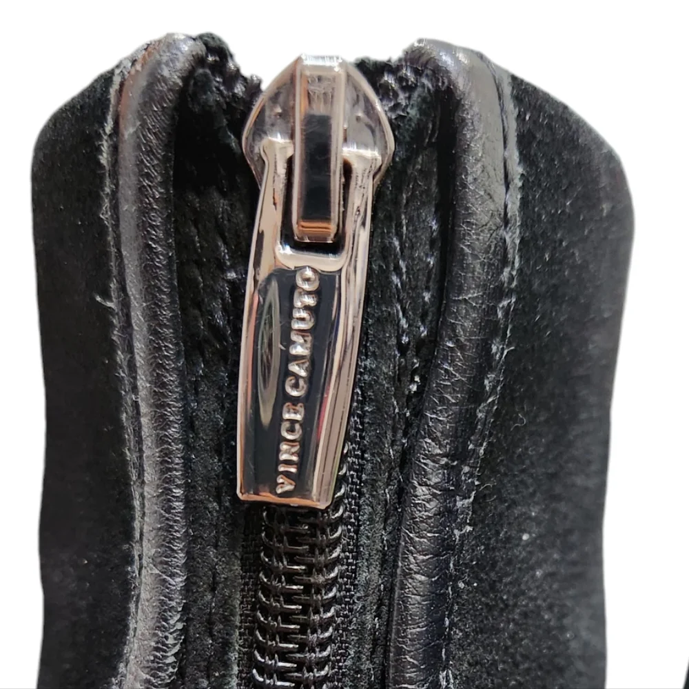 Vince Camuto Hamilton Black Suede Leather Block Heel Ankle Boots Booties